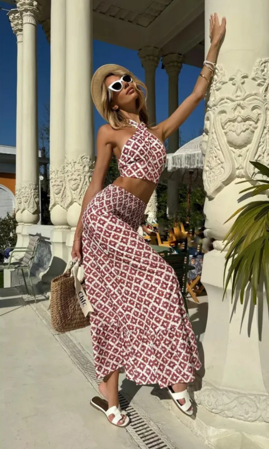 Sahara Bloom – Halter Maxi Set